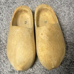 Tan Slip-On Clogs with Textured Material and Molded Footbed